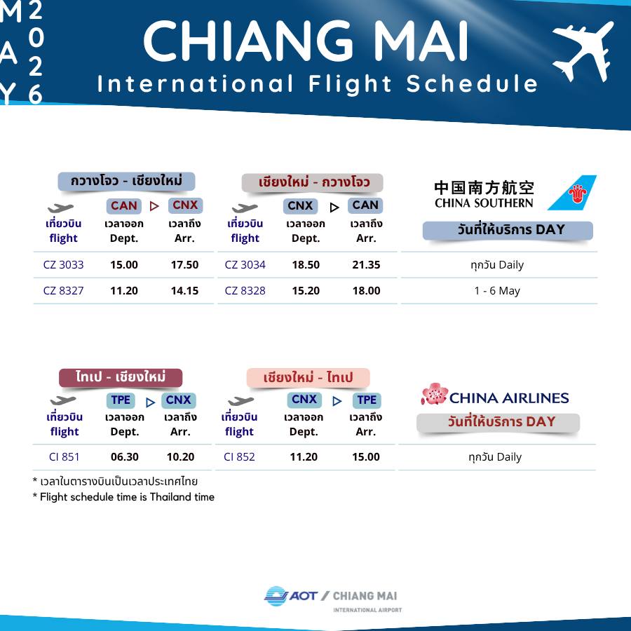 CHINA SOUTHERN CAN-CNX-CAN, CHINA AIRLINES TPE-CNX-TPE